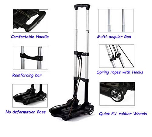 Portable Folding Hand Truck Dolly Utility Cart Foldable Trolley Put in Backpack Push Luggage Flatbed Cart
