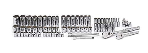 GEARWRENCH 76 Pc. 1/4" & 3/8" Drive 12 Pt. Standard & Deep Mechanics Tool Set, SAE/Metric - 80948