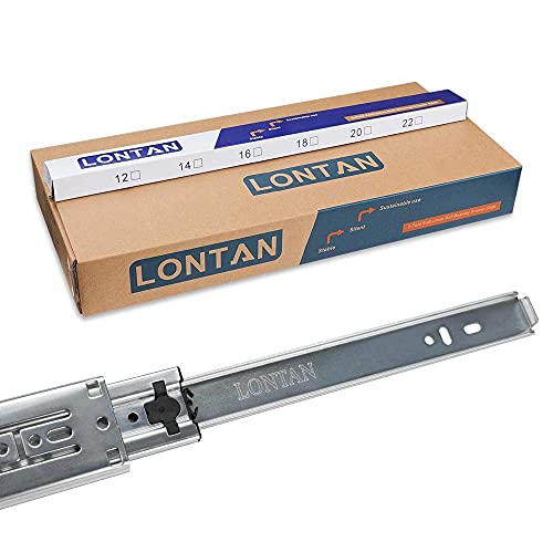 LONTAN 6 Pairs 22 Inch Soft Close Drawer Slides Dresser Drawer Slides - Heavy Duty Drawer Slides Metal Ball Bearing and Full Extension Cabinet Drawer Slides Kitchen 100 LB Capacity