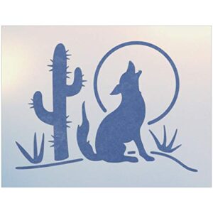 southwest coyote stencil - desert designs diy signs reusable mylar plastic for wall decor art craft painting - the artful stencil