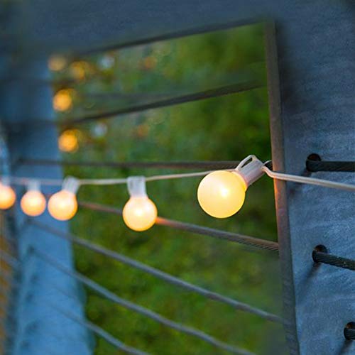 25 Pack G40 Frosted White Light Bulbs Replacement, 1.5 Inch Globe G40 Outdoor Patio String Light Bulbs, 5W Light Bulbs with C7/E12 Candelabra Base for Outdoor Garden Patio Party Decor, Frosted White