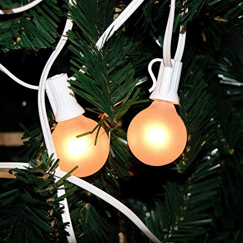 25 Pack G40 Frosted White Light Bulbs Replacement, 1.5 Inch Globe G40 Outdoor Patio String Light Bulbs, 5W Light Bulbs with C7/E12 Candelabra Base for Outdoor Garden Patio Party Decor, Frosted White