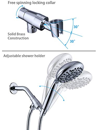 G-Promise Handheld Shower Head High Pressure 6 Spray Settings, Detachable Hand Held Showerhead 4.9" Face with Extra Long Flexible Hose and Metal Adjustable Bracket