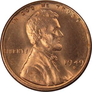 1949 s lincoln wheat cent bu uncirculated mint state bronze penny 1c coin