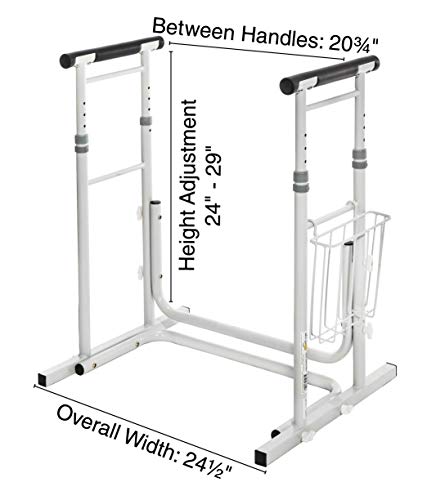 Essential Medical Supply Height Adjustable Standing Toilet Safety Rail with Foam Handles