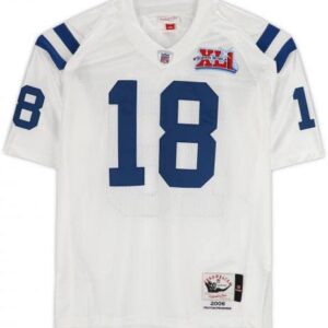 Framed Peyton Manning Indianapolis Colts Autographed Mitchell & Ness 2006 Super Bowl Patch White Authentic Jersey - Autographed NFL Jerseys