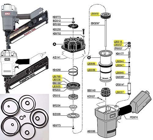 O-Ring Kit For Senco Framing Nailer FramePro 701-XP 702-XP 751 752 600