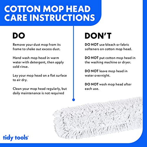 Tidy Tools Commercial Dust Mop Replacement Head – 36 x 5 In. Cotton Reusable Mop Head – Industrial Dust Mop Refill for Floor Cleaning & Janitorial Supplies