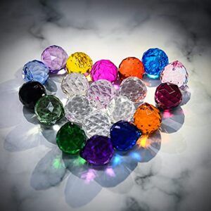 MerryNine 30mm/1.18" 15 Pack Crystal Ball Prism Sun Shine Catcher Rainbow Pendants Maker, Hanging Crystals Prisms for Windows, for Feng Shui (Multicolor)