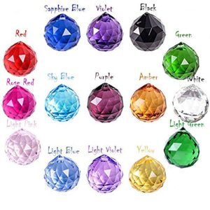 MerryNine 30mm/1.18" 15 Pack Crystal Ball Prism Sun Shine Catcher Rainbow Pendants Maker, Hanging Crystals Prisms for Windows, for Feng Shui (Multicolor)