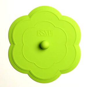 rsvp international green silicone flower kitchen stopper, 6" | sink plug | water-tight seal | durable silicone withstands hot water | dishwasher safe