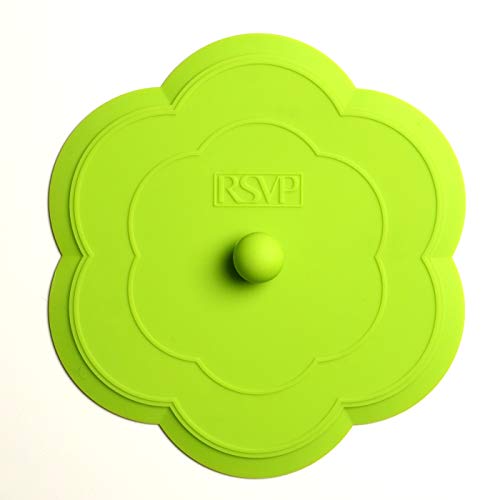 RSVP International Green Silicone Flower Kitchen Stopper, 6" | Sink Plug | Water-Tight Seal | Durable Silicone Withstands Hot Water | Dishwasher Safe