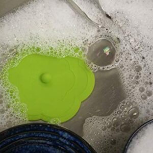 RSVP International Green Silicone Flower Kitchen Stopper, 6" | Sink Plug | Water-Tight Seal | Durable Silicone Withstands Hot Water | Dishwasher Safe