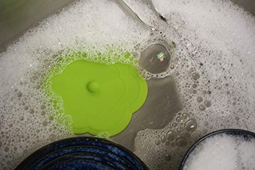 RSVP International Green Silicone Flower Kitchen Stopper, 6" | Sink Plug | Water-Tight Seal | Durable Silicone Withstands Hot Water | Dishwasher Safe