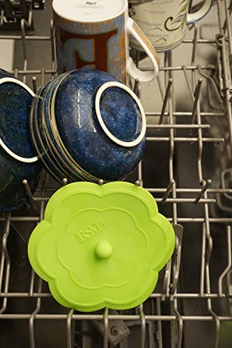 RSVP International Green Silicone Flower Kitchen Stopper, 6" | Sink Plug | Water-Tight Seal | Durable Silicone Withstands Hot Water | Dishwasher Safe