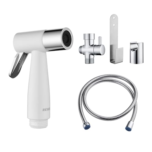 Handheld Bidet Sprayer for Toilet,REWEE White Color Plastic Bidet Attachment for Toilet,Cloth Diaper Bidet Toilet Sprayer