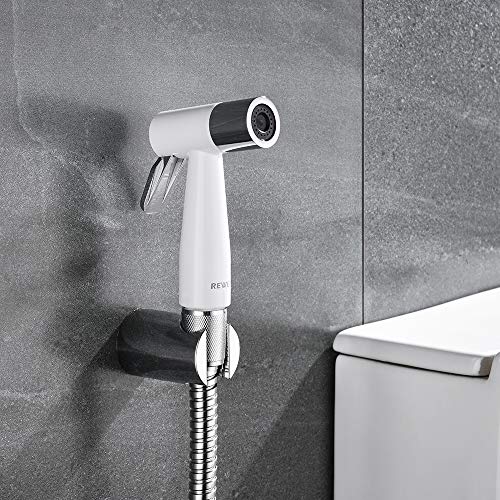 Handheld Bidet Sprayer for Toilet,REWEE White Color Plastic Bidet Attachment for Toilet,Cloth Diaper Bidet Toilet Sprayer