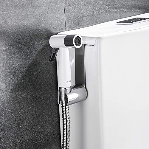 Handheld Bidet Sprayer for Toilet,REWEE White Color Plastic Bidet Attachment for Toilet,Cloth Diaper Bidet Toilet Sprayer