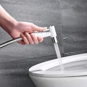 Handheld Bidet Sprayer for Toilet,REWEE White Color Plastic Bidet Attachment for Toilet,Cloth Diaper Bidet Toilet Sprayer