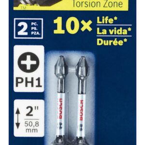 BOSCH ITPH12B 10-Pack 2 In. Phillips #1 Impact Tough Screwdriving Power Bits