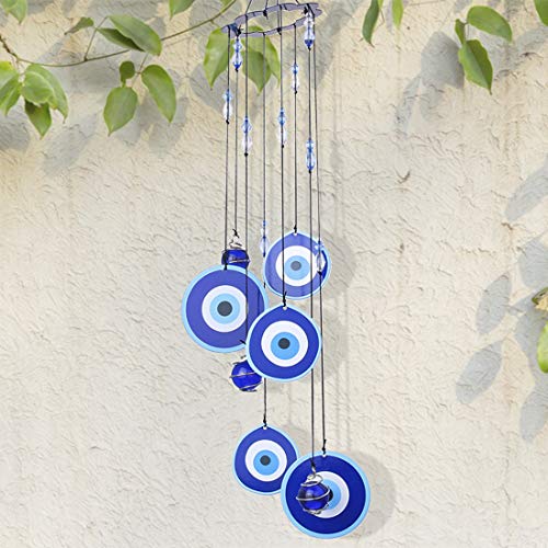 Blue Evil Eye Hanging Decoration Ornament Metal Wind Chimes for Home Garden Decoration (Evil Eyes)