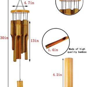 Afirst Wooden Wind Chimes Outdoor, Bamboo Wind Chimes with Amazing Deep Tone for Patio Garden Home Décor, Natural Beautiful Sound