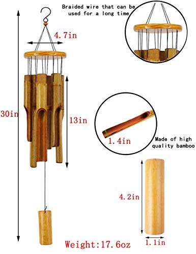 Afirst Wooden Wind Chimes Outdoor, Bamboo Wind Chimes with Amazing Deep Tone for Patio Garden Home Décor, Natural Beautiful Sound