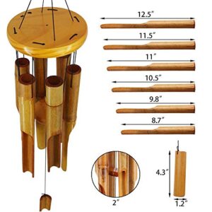 Afirst Wooden Wind Chimes Outdoor, Bamboo Wind Chimes with Amazing Deep Tone for Patio Garden Home Décor, Natural Beautiful Sound