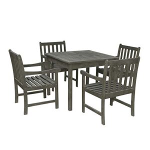 vifah v1840set3 renaissance outdoor 5-piece wood patio stacking table dining set