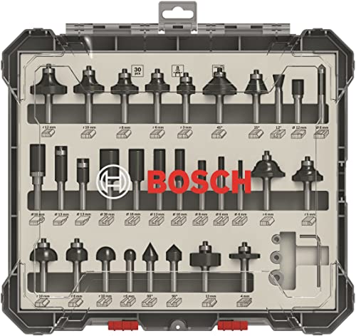 Bosch Professional 2607017475 30-Piece Set Wood Router Bit Set for 8mm Shank Router