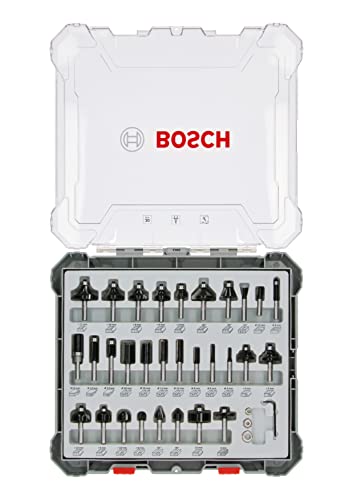 Bosch Professional 2607017475 30-Piece Set Wood Router Bit Set for 8mm Shank Router