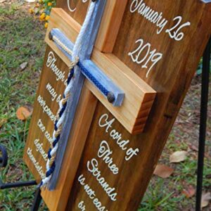 A cord of Three Strands, Wood Cross, Braids Sign, Rustic Wedding Ideas, Wall Decor 20 T X 14 W