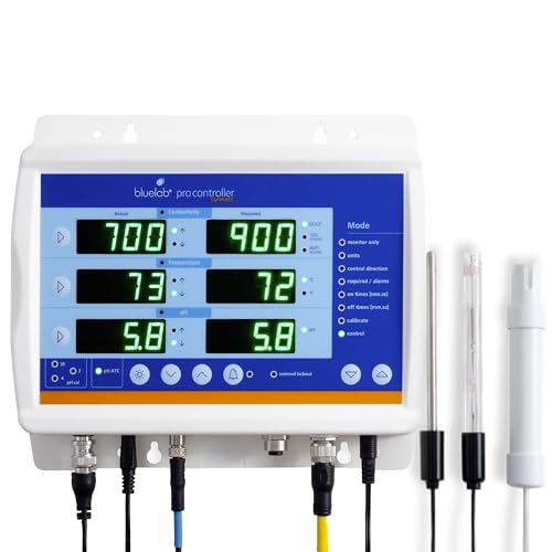 Bluelab CONTPRO Pro Controller for Fully Automated 24/7 Digital Monitor, Dosing, and Data Logging of Hydroponics Reservoir (Base Only, No Pump), includes pH, EC, and temperature probe