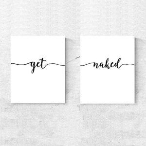 zlkapt set of two get naked quotes art picture no framed shimmer art paper black and white wall art paintings for home living room bathroom decor 8x10 inches unframed