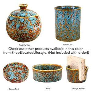 Fruit Fly Jar Trap - Decorative, Effective, Kid and Pet Friendly (Marbled Turquoise)