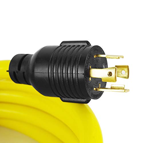 HENGYI Name L14-30P to L14-30R Heavy Duty Generator Locking Power Cord,Generator Extension Cord,SJTW 10GUAGE,Generator Power Cord up to 7500W,30A,Yellow,4 Prong,10FT