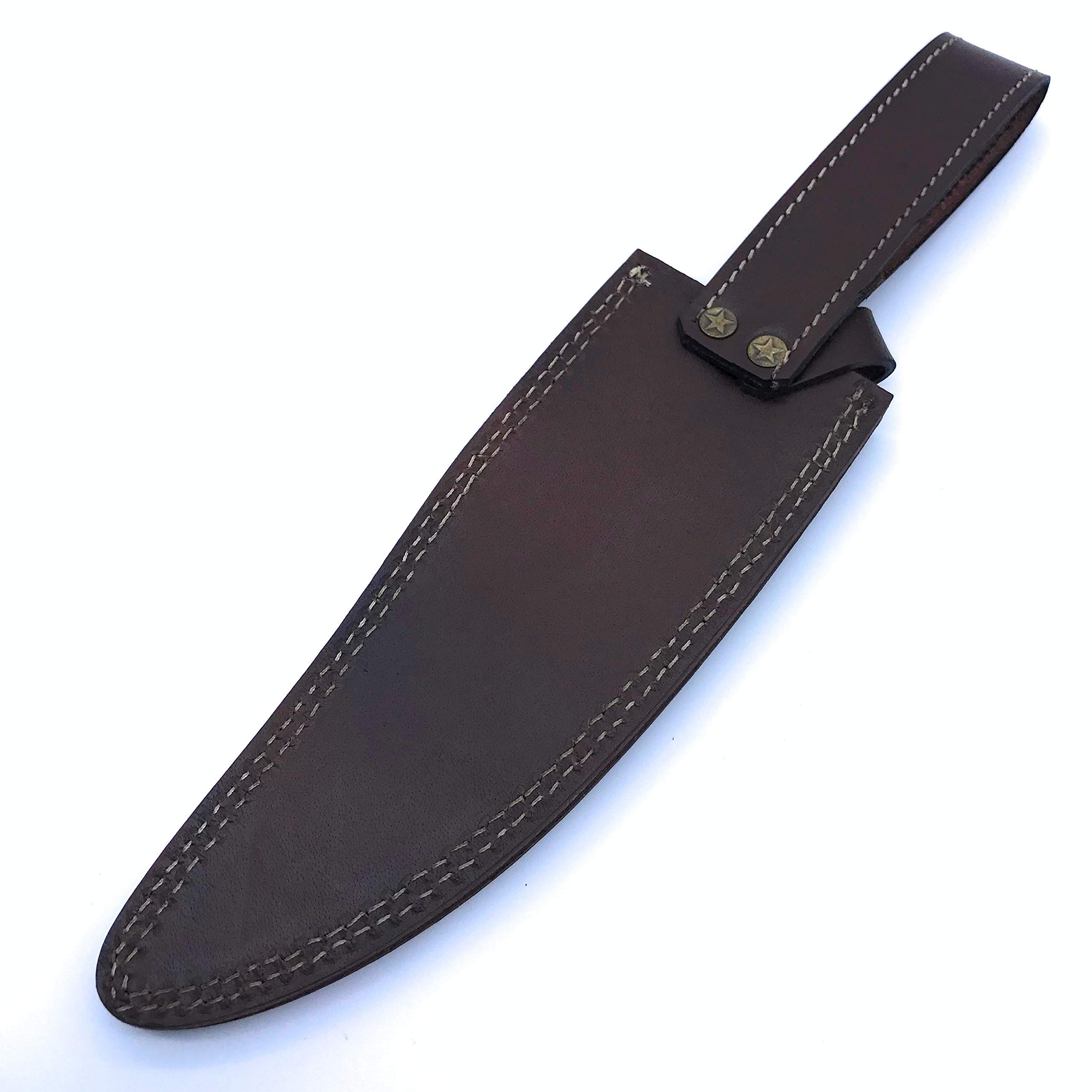 12" long custom handmade leather sheath for 6"—7" cutting blade knife