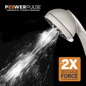 Waterpik High Pressure Hand Held Shower Head With Hose, PowerPulse Massage 6-Mode, Brushed Nickel XAS-649E