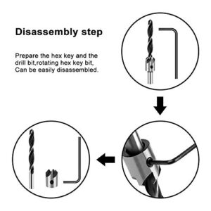 COMOWARE Countersink Drill Bits Set- 7Pcs Counter Sink Bit for Wood High Speed Steel, Woodworking Carpentry Reamer with 1 Free Hex Key Wrench