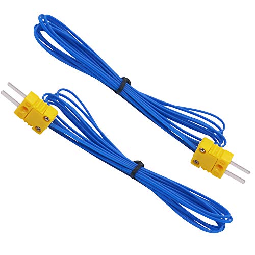 TWTADE 2pcs 2M K Type Mini-Connector Thermocouple Temperature Probe Sensor Measure Range -50~250°C MT-2m