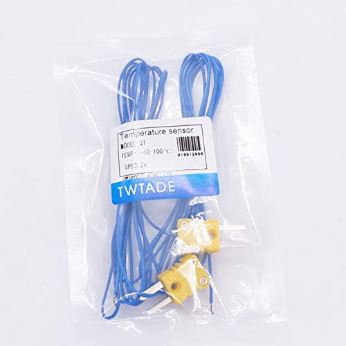 TWTADE 2pcs 2M K Type Mini-Connector Thermocouple Temperature Probe Sensor Measure Range -50~250°C MT-2m
