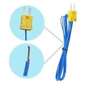 TWTADE 2pcs 2M K Type Mini-Connector Thermocouple Temperature Probe Sensor Measure Range -50~250°C MT-2m