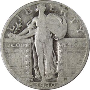 1930 s standing liberty quarter g good 90% silver 25c us type coin collectible