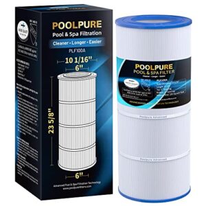 poolpure plf100a pool filter replaces pentair cc100, ccrp100, pap100, pap100-4, ultral-c3, unicel c-9410, r173215, filbur fc-0686, 59054200, 160316, 160354, predator 100, l x od:23 5/8" x 10 1/16"