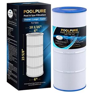 POOLPURE PLF100A Pool Filter Replaces Pentair CC100, CCRP100, PAP100, PAP100-4, Ultral-C3, Unicel C-9410, R173215, Filbur FC-0686, 59054200, 160316, 160354, Predator 100, L x OD:23 5/8" x 10 1/16"