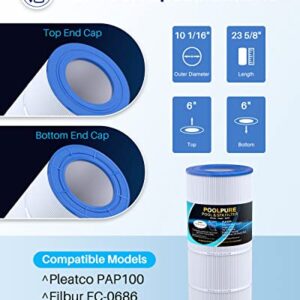 POOLPURE PLF100A Pool Filter Replaces Pentair CC100, CCRP100, PAP100, PAP100-4, Ultral-C3, Unicel C-9410, R173215, Filbur FC-0686, 59054200, 160316, 160354, Predator 100, L x OD:23 5/8" x 10 1/16"