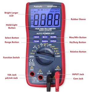 AstroAI Digital Multimeter, TRMS 6000 Counts Volt Meter Manual and Auto Ranging; Measures Voltage Tester, Current, Resistance, Continuity, Frequency; Tests Diodes, Transistors (Renewed)