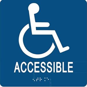 ada compliant accessible entrance sign with braille 6"x6"