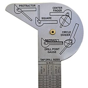 Factory Multi Use Rule & Gauge Protractor Stainless Steel -Center finder Drill point with Both Inch and Millimeters Graduations