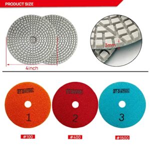 DT-DIATOOL Diamond 3 Step Polishing Pads 4 Inch for Granite Marble Terrazzo(Set of 3 Pieces)